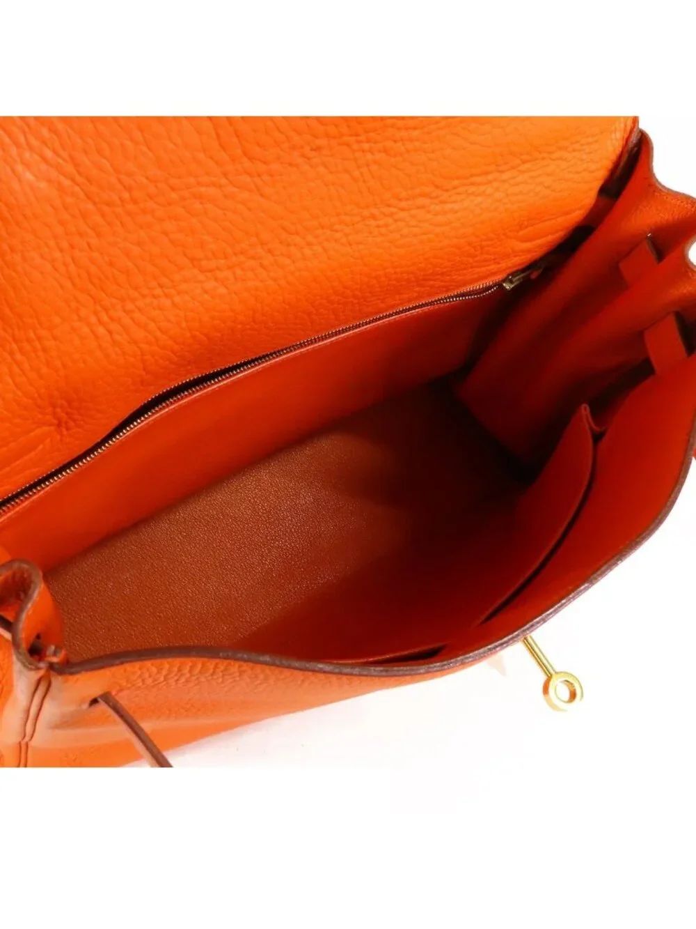 Hermes Kelly 32 Orange Gold Taurillon Internal Sewing 2-Way Shoulder Bag